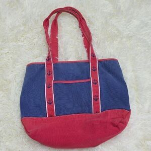 Liz Claiborne Vintage Red and Blue Anchor Tote